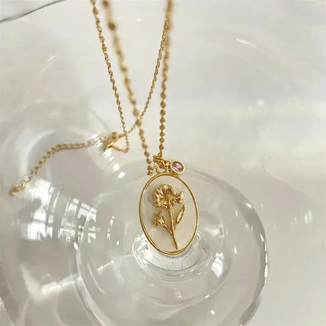 Birthstone Flower Pendant Necklace BrightBox