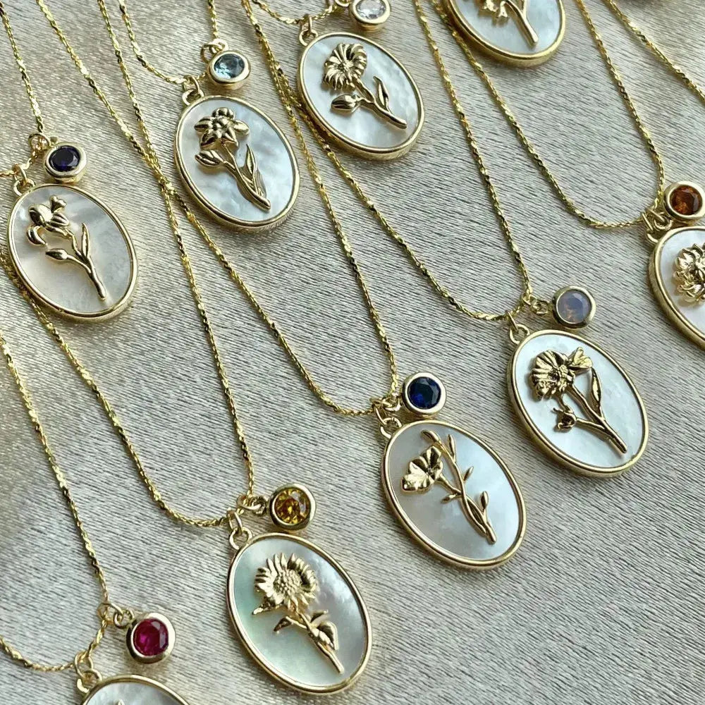 Birthstone Flower Pendant Necklace BrightBox