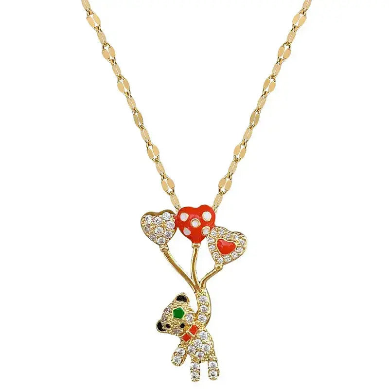 Trend Balloon Bear Full Zircon Necklace BrightBox