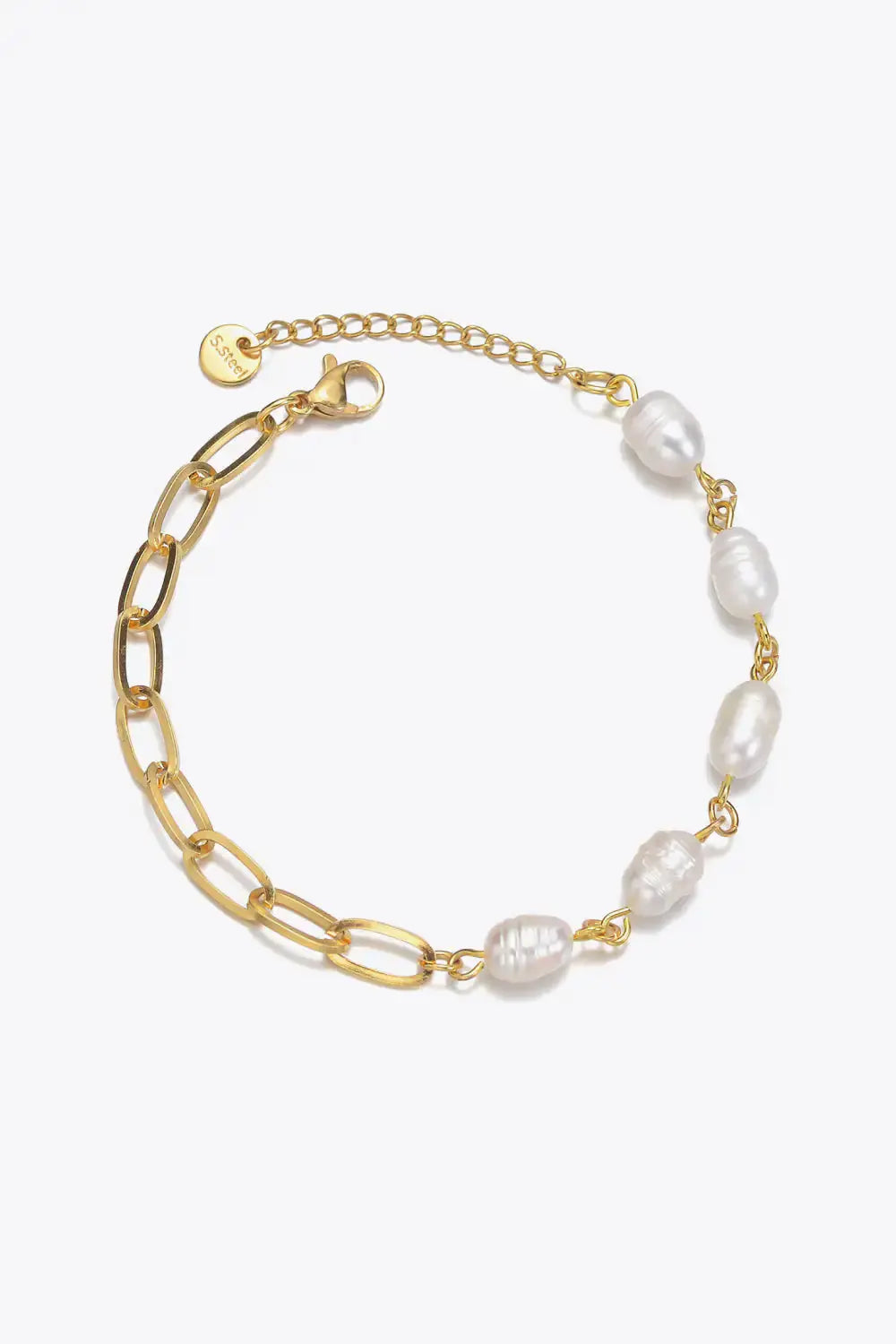 Half Pearl Half Chain Stainless Steel Bracelet BrightBox