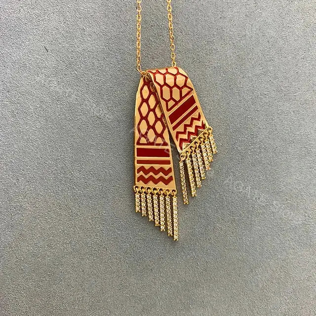 Stainless Steel Zircon Tassel Pendant Necklace BrightBox