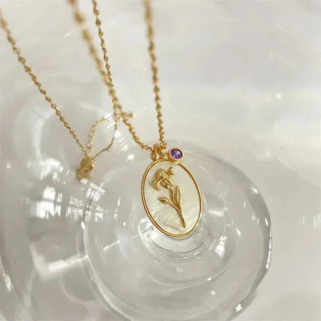Birthstone Flower Pendant Necklace BrightBox