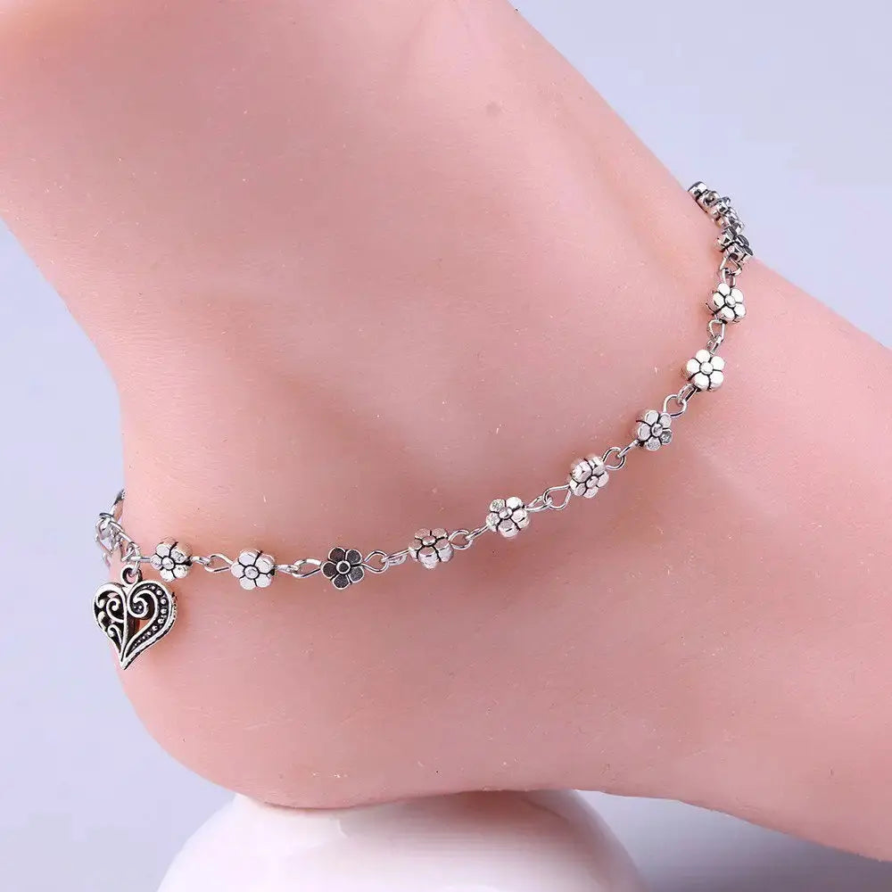 Silver Bead Chain Anklet for Women and Girls BrightBox