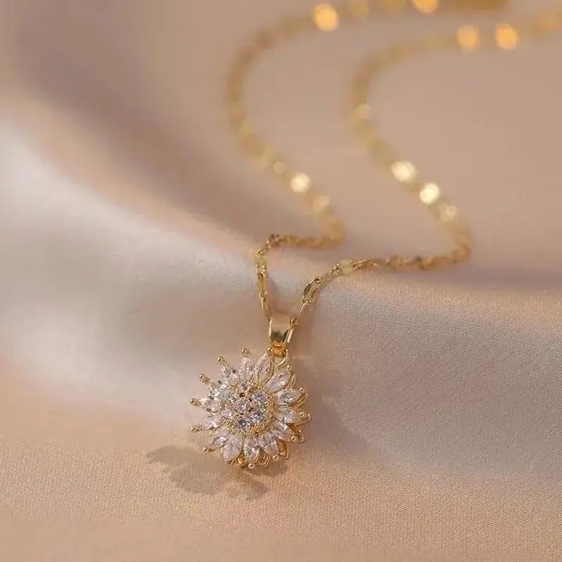 Rotatable Sunflower Zircon Earrings Set BrightBox