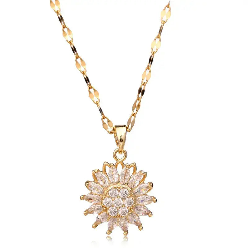 Double-layer Rotatable Sunflower Necklaces BrightBox
