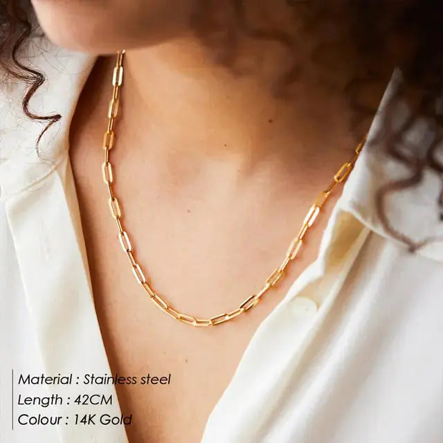 Fashion Paperclip Link Chain Necklace BrightBox