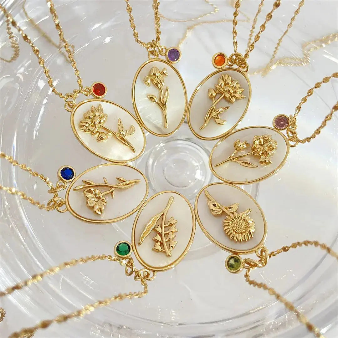 Birthstone Flower Pendant Necklace BrightBox